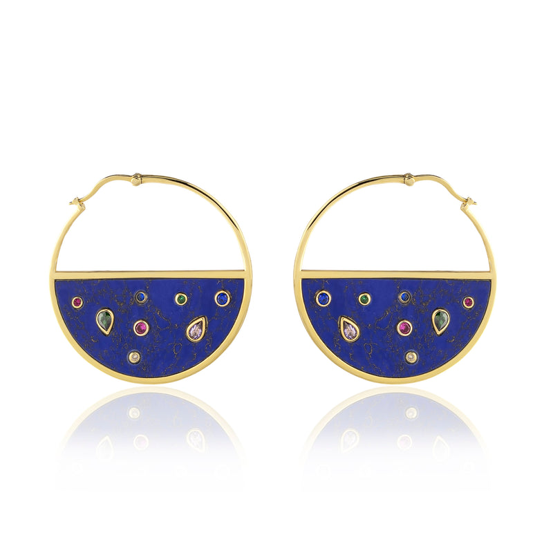 Round Rhinestones Hoop Earrings