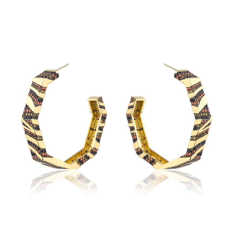 Rhinestones Polygon Hoop Earrings