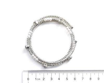 Rhinestone and Pearl Social Coil Bracelet