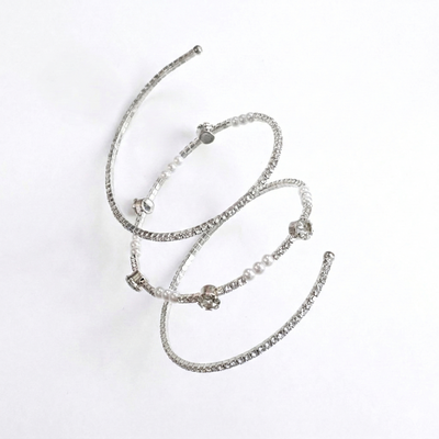 Rhinestone and Pearl Social Coil Bracelet