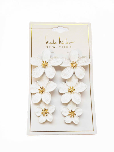 Triple Painted Flower Drop Earring