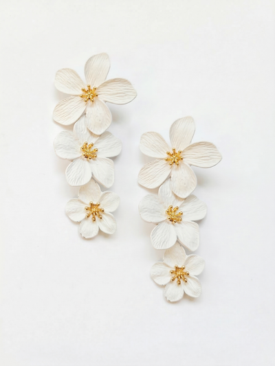 Triple Painted Flower Drop Earring