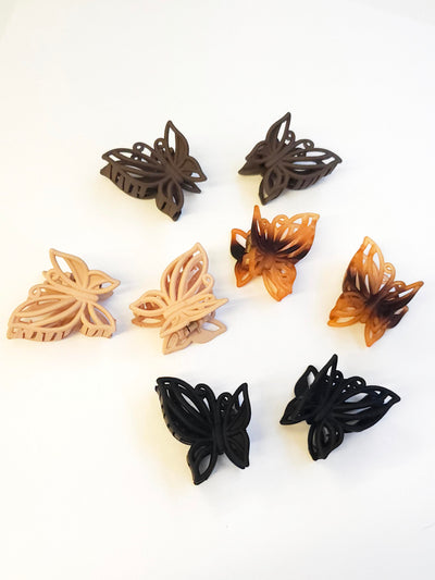 Set of 8 Open Neutral Butterfly Claw Clips