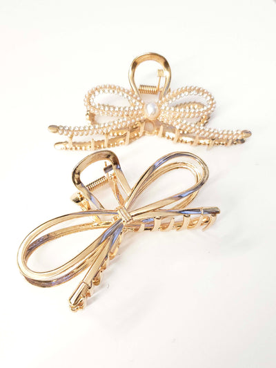 Set of 2 Large Metal Bow Claw Clips