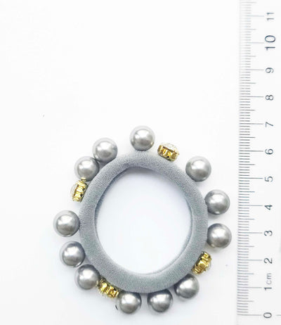 Set of 5 Seamless Hair Elastics with Pearls and Rhinestones