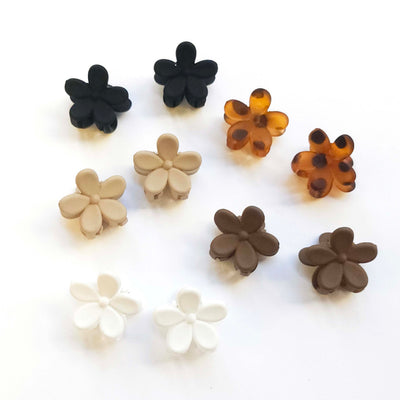 Set of 10 Flower Neutral Color Claw Clips