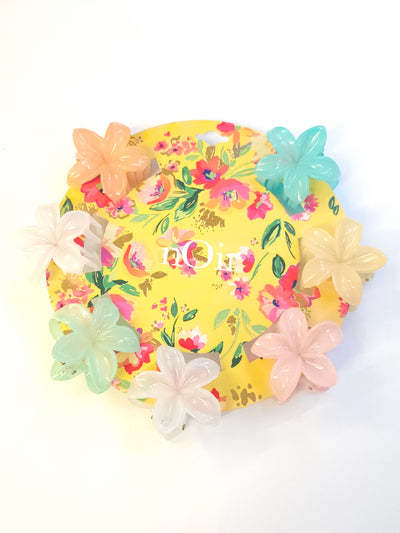 Set of Eight Spring Mixed Color Flower Claw Clips