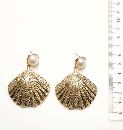 Pearl and Sea Shell Drop Statement Earring