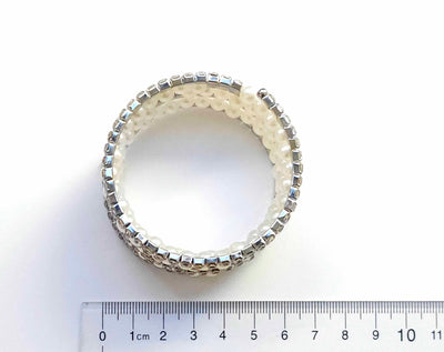 Seven Row Scoail  Rhinestone and Pearl Cuff Bracelet