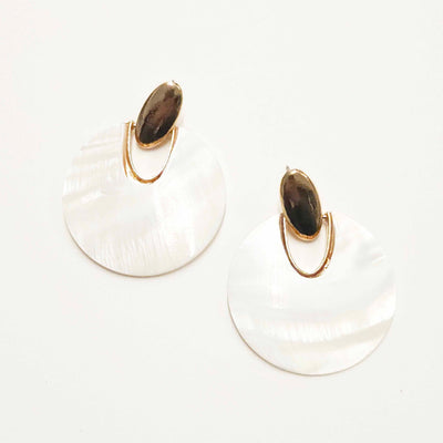 Gold and Shell Doorknocker Earring