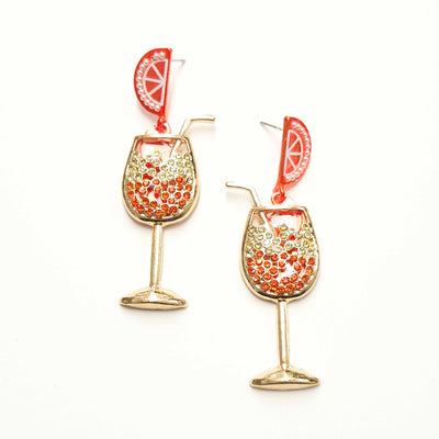 Summer Cocktail Aperol Spritz Drop Earring