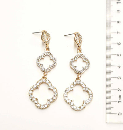 Graduated Pave Open Clover Drop Earring
