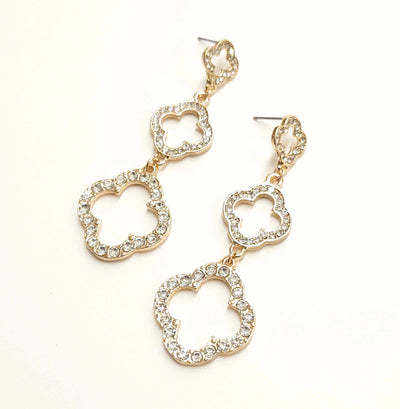 Graduated Pave Open Clover Drop Earring