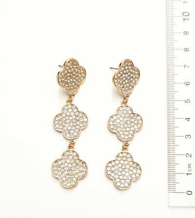 Graduated Pave Clover Drop Earring