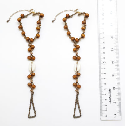 Pair of Cord Beaded Anklets with Attached Toe Ring