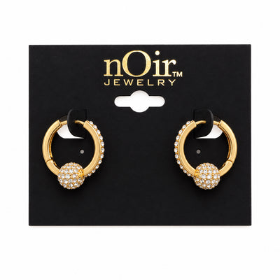 Crystal Ball Gold Hoop Earrings