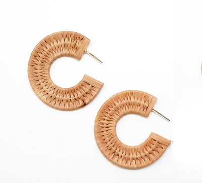 Raffia Woven Hoop Earring