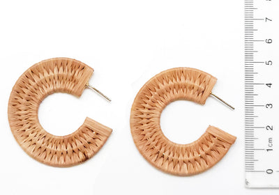 Raffia Woven Hoop Earring