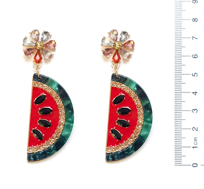 Rhinestone Watermelon Drop Earring