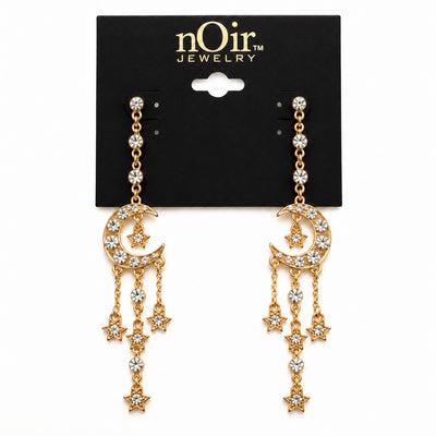 Celestial Moon & Star Crystal Drop Earrings