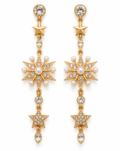 Pearl & Crystal Starburst Drop Earrings