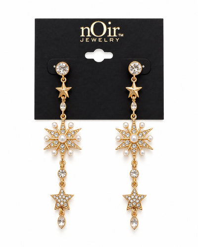 Pearl & Crystal Starburst Drop Earrings