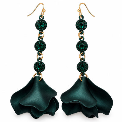 Emerald Petal Drop Earrings