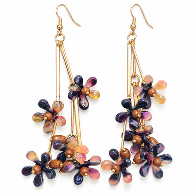 Multicolor Floral Linear Drop Earrings