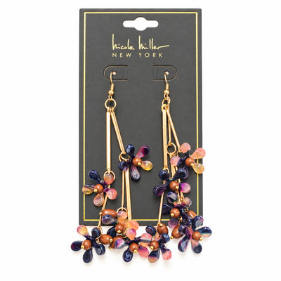Multicolor Floral Linear Drop Earrings
