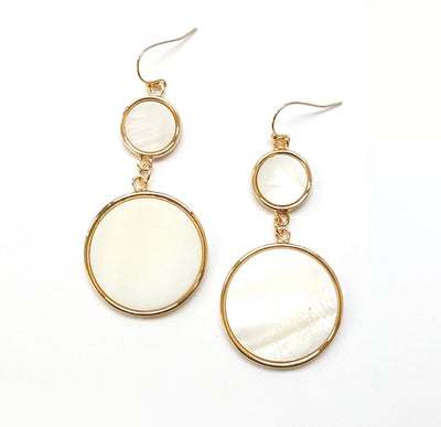 Mother of Pearl Gold Rimmed Drop Earring