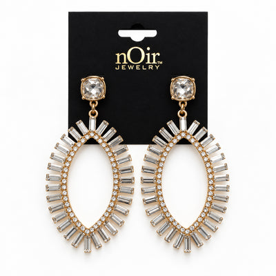 Crystal Baguette Oval Statement Earrings