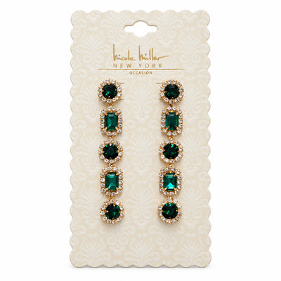Emerald Crystal Linear Drop Earrings