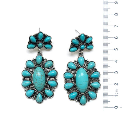 Western Turquoise Cluster Drop Earring