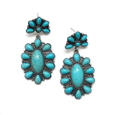Western Turquoise Cluster Drop Earring