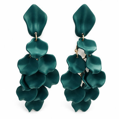 Emerald Petal Cluster Drop Earrings
