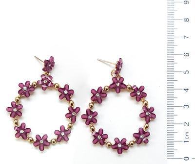 Floral Open Drop Hoop Earring