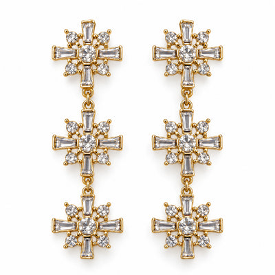 Crystal Cross Drop Earrings