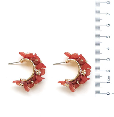Painted Flowers Chubby Hoop Earring
