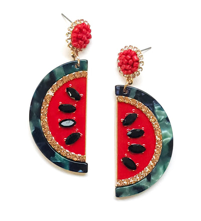 Watermelon Slice Drop Earring