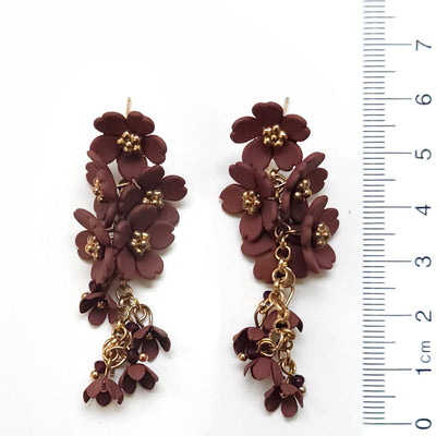 Painted Flowers Linear Drop Earring