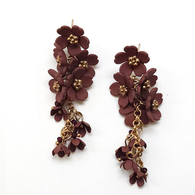Painted Flowers Linear Drop Earring