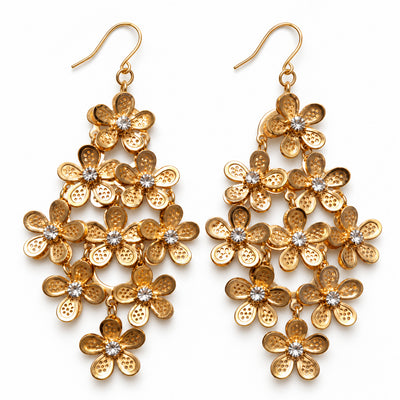 Gold Floral Chandelier Earrings