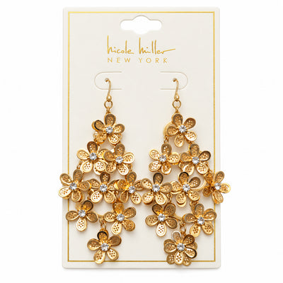Gold Floral Chandelier Earrings