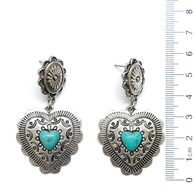 Western Heart with Turquoise Drop Earring