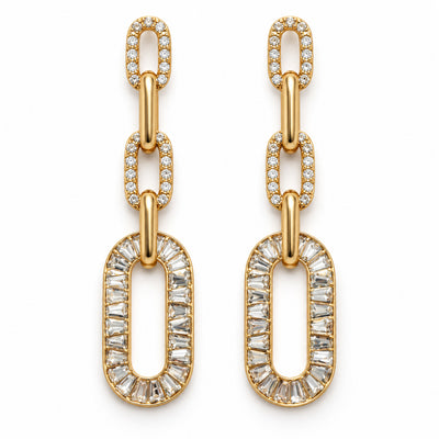 Crystal Link Statement Drop Earrings