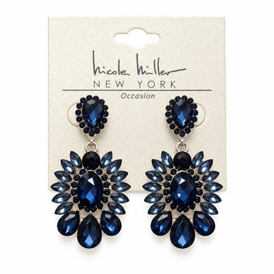 Navy Crystal Statement Earrings