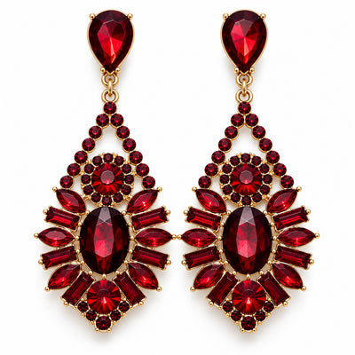Red Crystal Chandelier Earrings