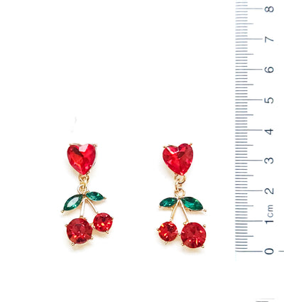 Heart Top with Cherries Drop Earring