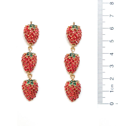 Triple Strawberry Drop Earring