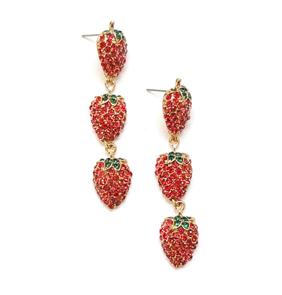 Triple Strawberry Drop Earring